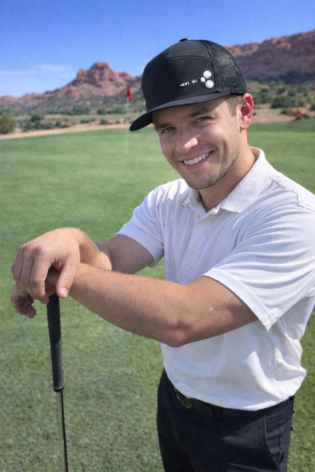 Teed Up Lit Edition on the All Black Otto 7 Panel Pro Hat