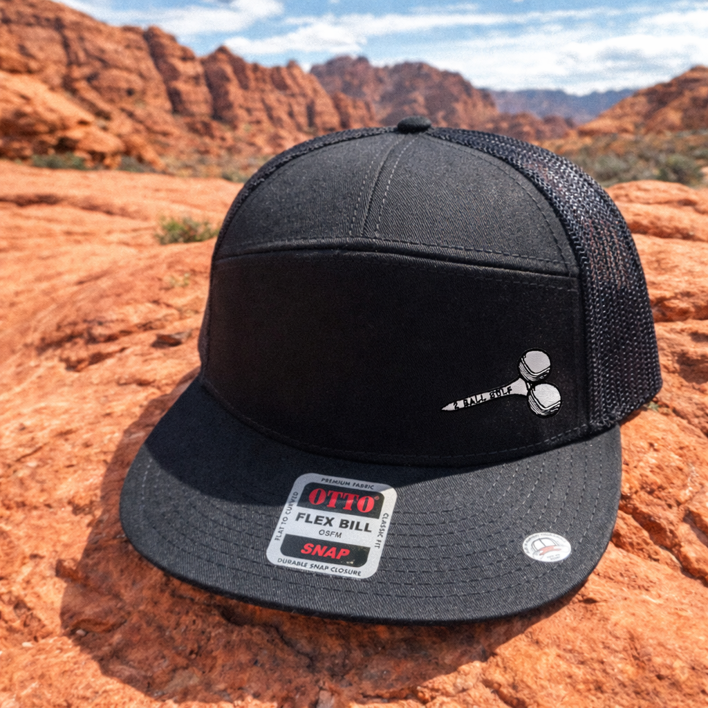 Teed Up Lit Edition on the All Black Otto 7 Panel Pro Hat