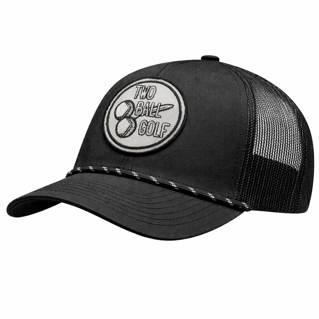 OG 2 Ball Golf Whiteout Logo on Black Rope hat