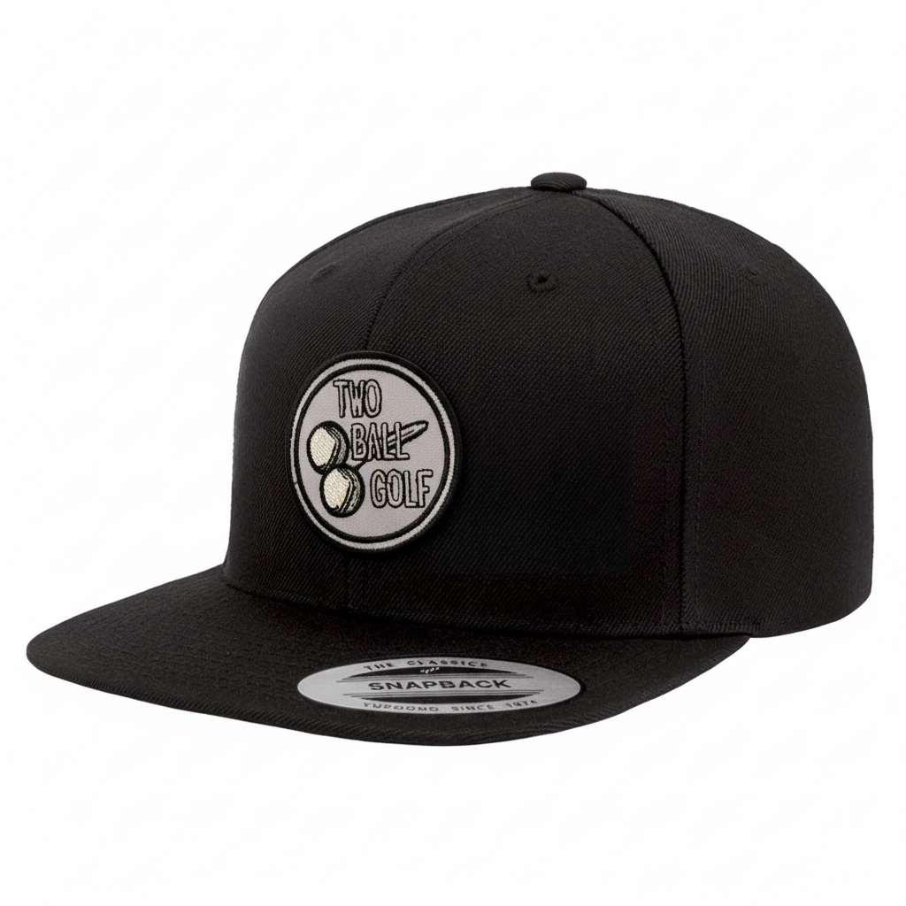 OG 2 Ball Golf Whiteout Logo on a Black Snapback Hat