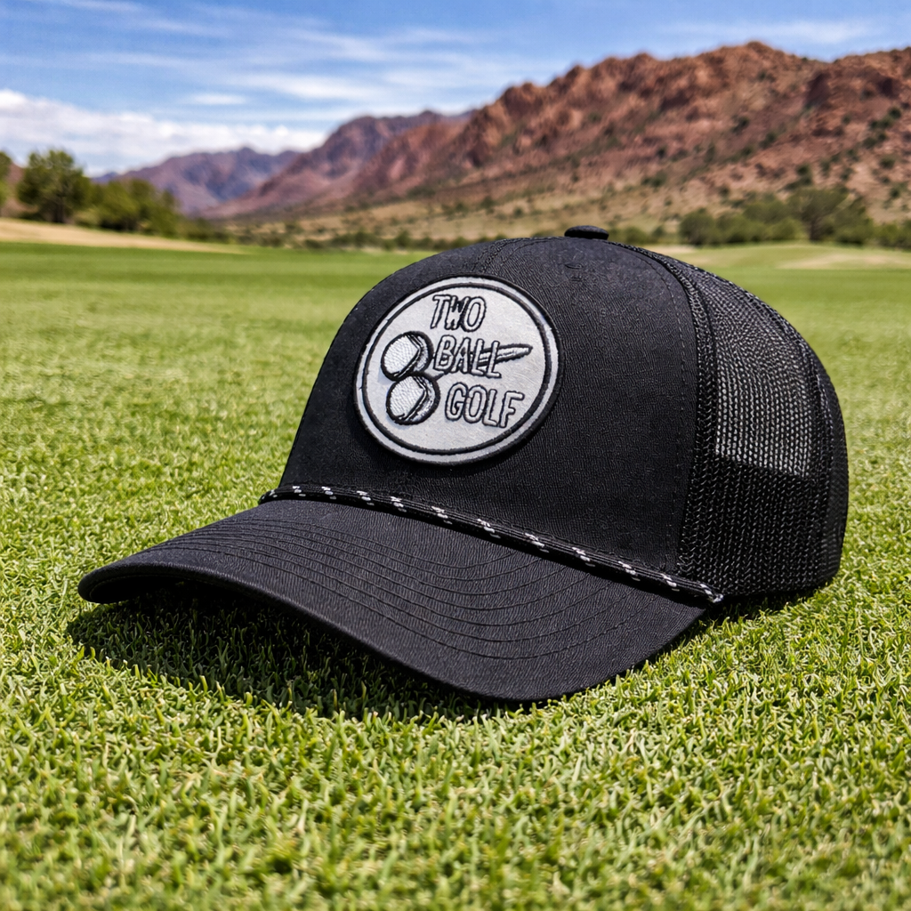 OG 2 Ball Golf Whiteout Logo on Black Rope hat