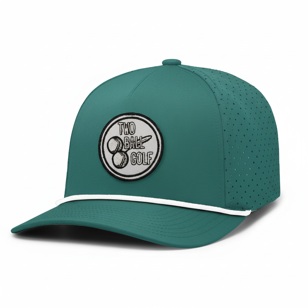 OG 2 Ball Golf Whiteout Logo on Pacific Headwear Teal Hat
