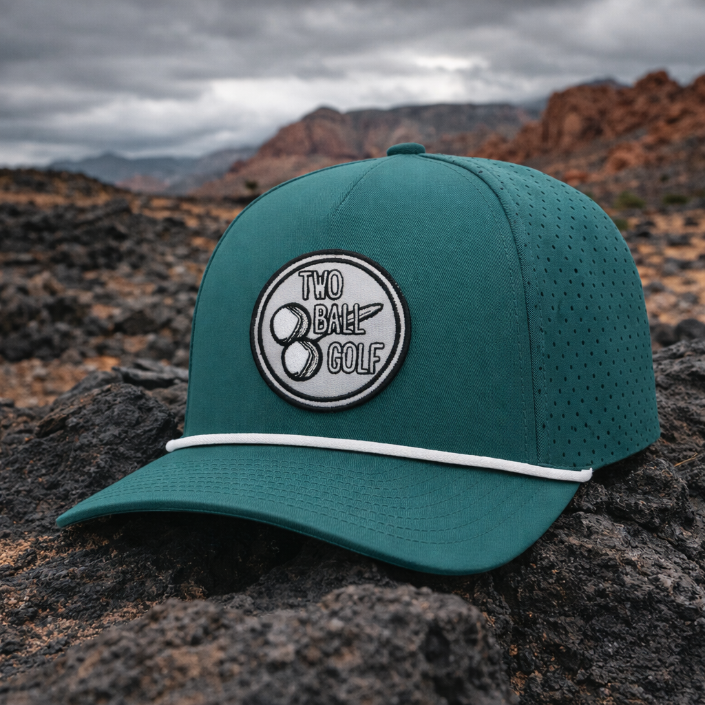 OG 2 Ball Golf Whiteout Logo on Pacific Headwear Teal Hat