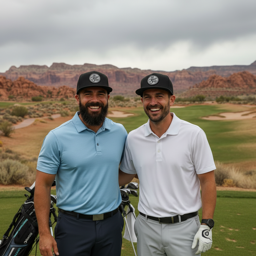 OG 2 Ball Golf Whiteout Logo on a Black Snapback Hat