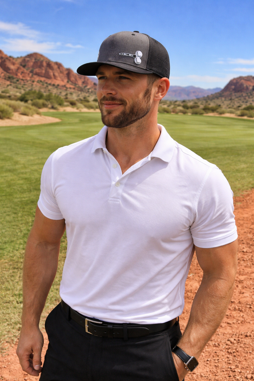 Teed Up Shadow Edition on a Charcol Grey & Black Snapback